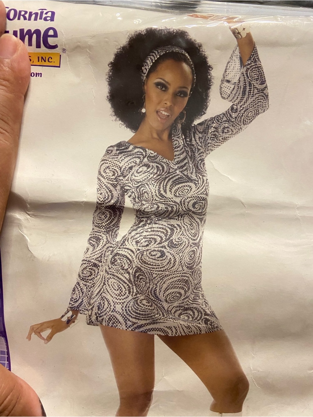 CALIFORNIA COSTUMES 70’s RETRO Sequined Swirly Striped DISCO DIVA Costume